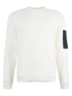 Barbour International Grip Patch Pocket Crew Sweatshirt - Cream -Barbou Clothing Shop VJGKM SQ6 0000000067 CREAM MDd2