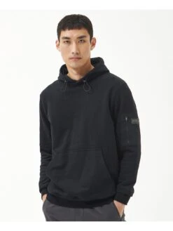 Barbour International Tempo Patch Pocket Overhead Hoodie - Black