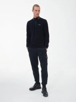 Barbour International Pipe Zip Polo Shirt - Black -Barbou Clothing Shop VJGMK SQ3 0000000004 BLACK MDo