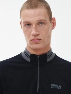 Barbour International Pipe Zip Polo Shirt - Black -Barbou Clothing Shop VJGMK SQ4 0000000004 BLACK MDd