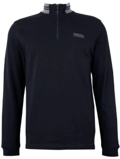 Barbour International Pipe Zip Polo Shirt - Black -Barbou Clothing Shop VJGMK SQ5 0000000004 BLACK MDd1