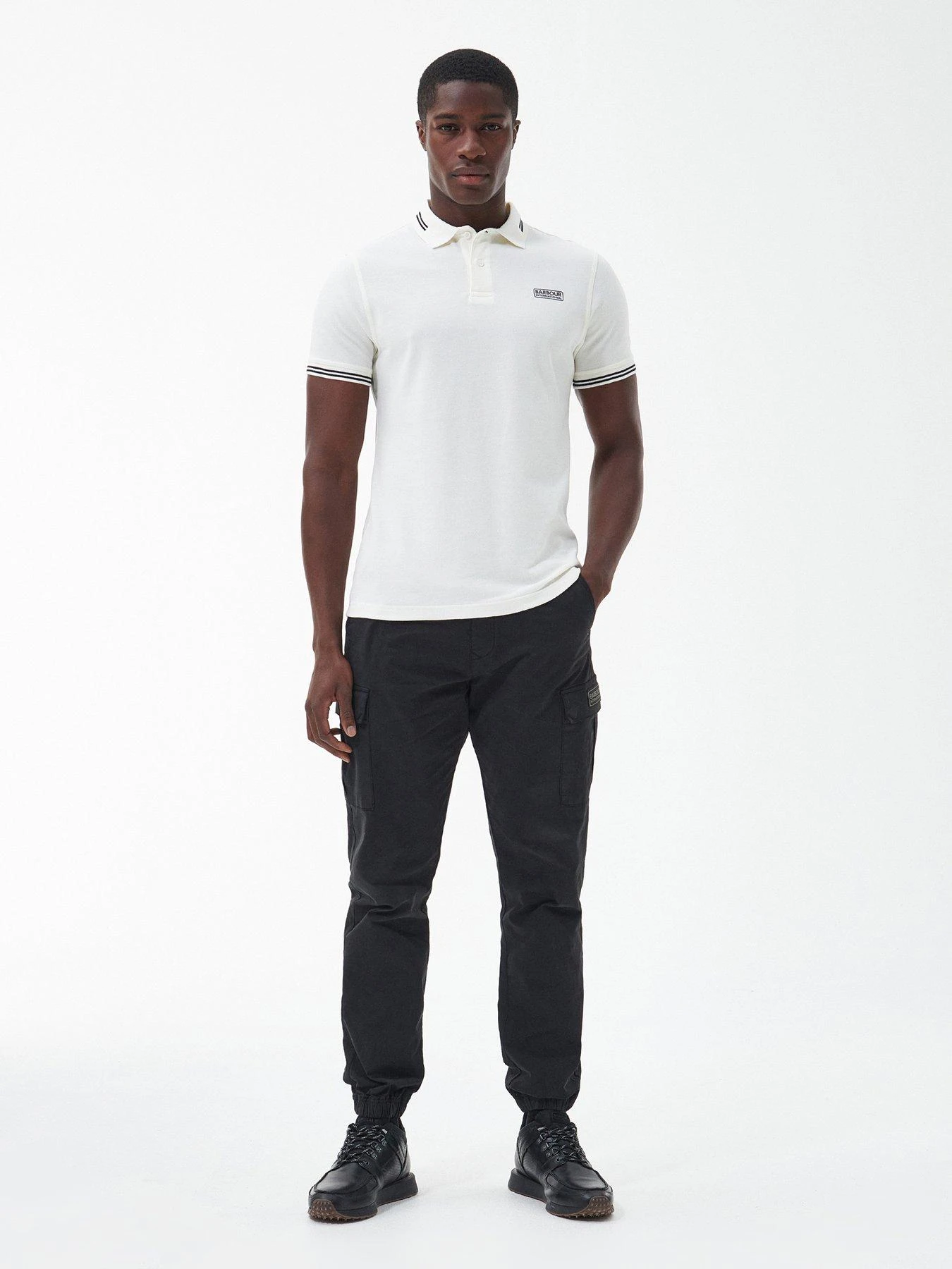 Barbour International Essential Tipped Polo Shirt - Off White 3 Barbour International Essential Tipped Polo Shirt - Off White - Image 3