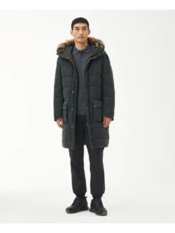 Barbour International Dowanside Wax Hooded Parka - Green -Barbou Clothing Shop VJGO4 SQ3 0000000047 GREEN MDo