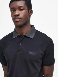 Barbour International Very Exclusive - Contrast Collar Polo Shirt - Black -Barbou Clothing Shop VJKTA SQ4 0000000004 BLACK MDd
