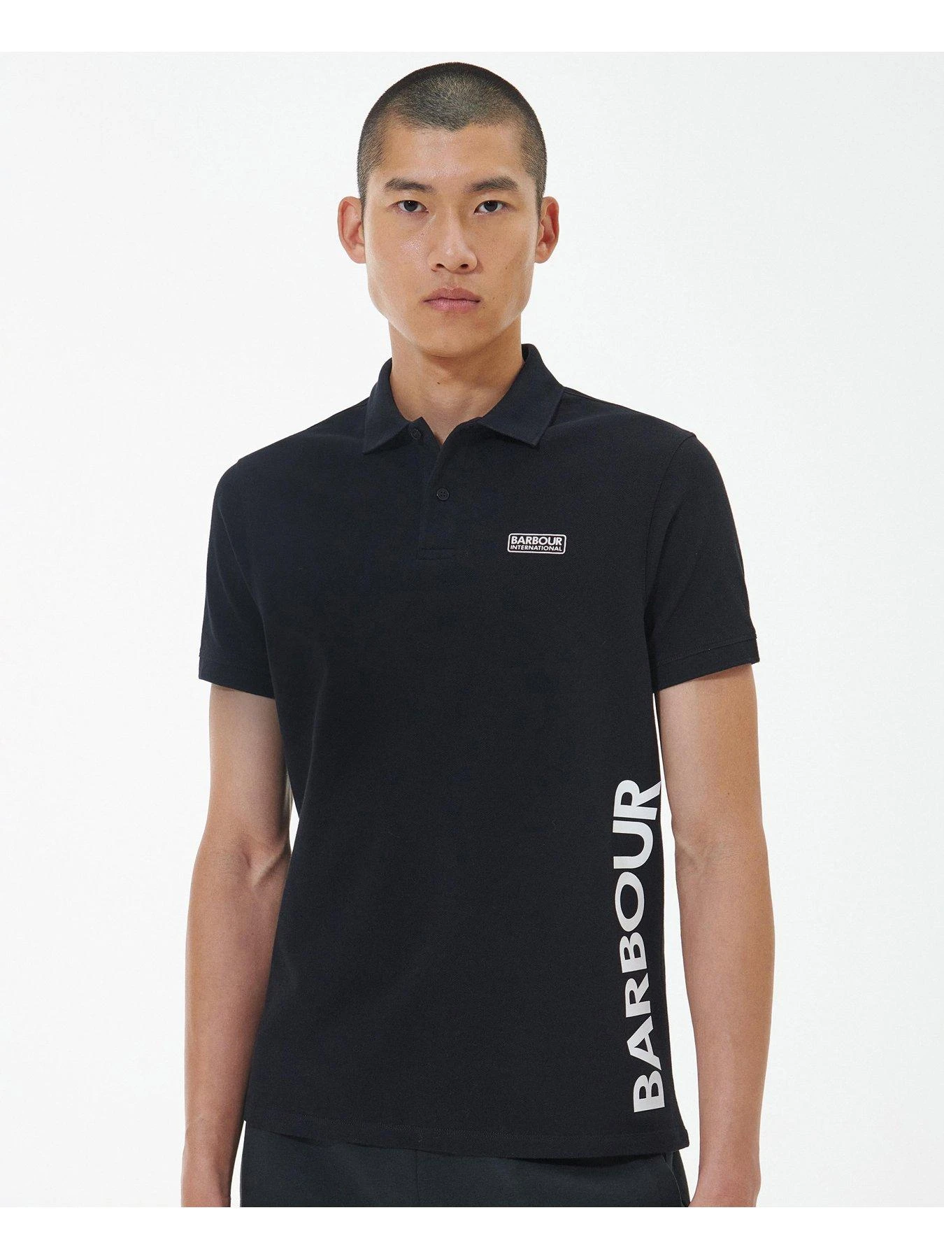 Barbour International Very Exclusive - Bold Logo Full Collar Polo Shirt - Black 1 Barbour International Very Exclusive - Bold Logo Full Collar Polo Shirt - Black