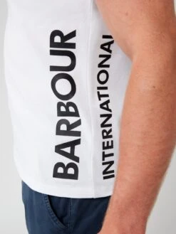 Barbour International Very Exclusive - Bold Logo Full Collar Polo Shirt - White -Barbou Clothing Shop VJKTD SQ4 0000000013 WHITE MDd