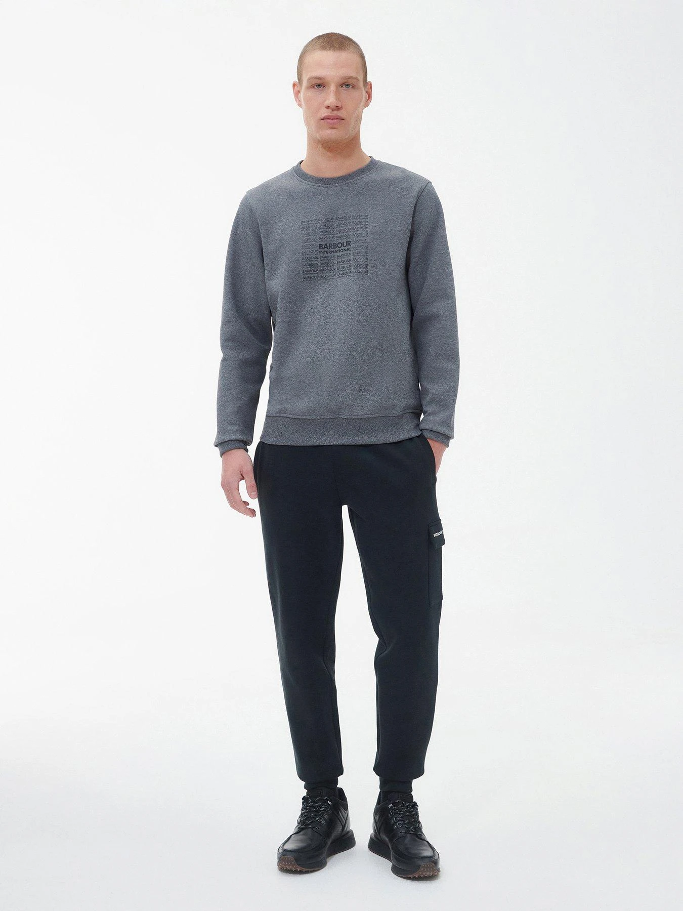 Barbour International Logo Sweatshirt - Dark Grey 3 Barbour International Logo Sweatshirt - Dark Grey - Image 3