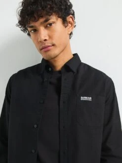 Barbour International Small Logo Pocket Oxford Shirt - Black -Barbou Clothing Shop VJKUB SQ4 0000000004 BLACK MDd