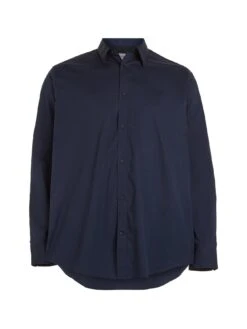 Calvin Klein Big & Tall Stretch Poplin Slim Shirt -Barbou Clothing Shop VJMBX SQ5 0000000048 NAVY MDd1