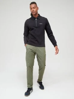 Calvin Klein Micro Logo Repreve Half Zip Sweat Top - Black  -Barbou Clothing Shop VJND2 SQ3 0000000004 BLACK MDo