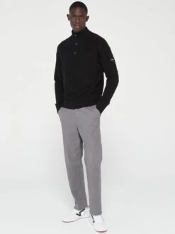 Calvin Klein Button Quarter Zip Jumper - Black  -Barbou Clothing Shop VJNI8 SQ3 0000000004 BLACK MDo