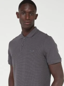 Calvin Klein Textured Two Tone Polo Shirt - Grey  -Barbou Clothing Shop VJNI9 SQ4 0000000005 GREY MDd