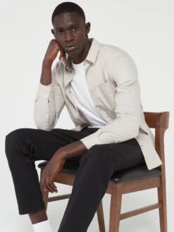 Calvin Klein Flannel Solid Shirt - Beige  -Barbou Clothing Shop VJNIF SQ5 0000000108 BEIGE MDd1