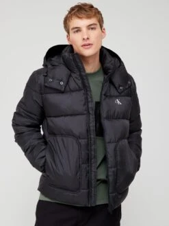 Calvin Klein Jeans Trim Logo Padded Jacket - Black 