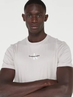 Calvin Klein Jeans Monologo Regular T-shirt - Grey  -Barbou Clothing Shop VJV5Y SQ4 0000000005 GREY MDd