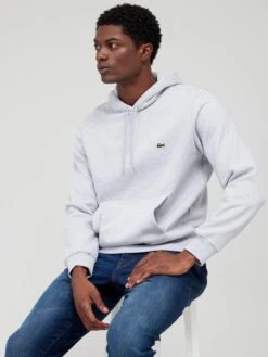 Lacoste Core Fleece Overhead Hoodie - Light Grey -Barbou Clothing Shop VJW6I SQ4 0000000215 LIGHT GREY MDd