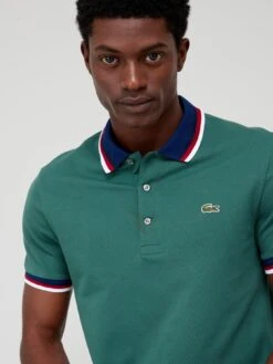 Lacoste Tipped Collar Polo Shirt - Dark Green -Barbou Clothing Shop VJW6K SQ4 0000000630 DARK GREEN MDd
