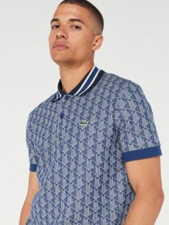 Lacoste All Over Monogram Polo Shirt - Blue -Barbou Clothing Shop VJW6L SQ4 0000000020 BLUE MDd