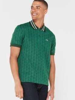 Lacoste All Over Monogram Polo Shirt - Green