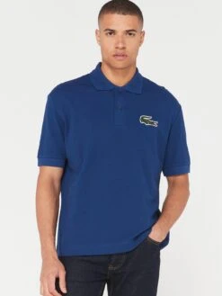 Lacoste Large Croc Oversized Polo Shirt - Blue