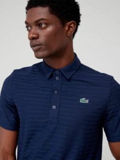 Lacoste Golf Ribbed Striped Polo Shirt - Dark Blue -Barbou Clothing Shop VJW7D SQ4 0000000354 DARK BLUE MDd