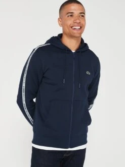 Lacoste Taped Zip Through Hoodie - Dark Blue