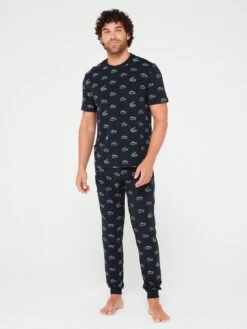 Lacoste All Over Print Pyjama Set - Navy