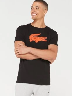Lacoste Contrast Croc Logo T-shirt - Black