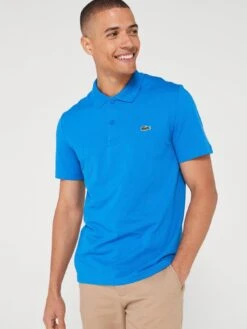Lacoste Ottoman Ribbed Cotton Polo Shirt - Bright Blue