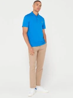 Lacoste Ottoman Ribbed Cotton Polo Shirt - Bright Blue -Barbou Clothing Shop VJWAJ SQ3 0000000197 BRIGHT BLUE MDo