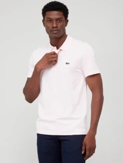 Lacoste Ottoman Ribbed Cotton Polo Shirt - Light Pink