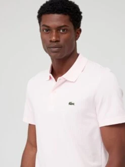Lacoste Ottoman Ribbed Cotton Polo Shirt - Light Pink -Barbou Clothing Shop VJWAL SQ4 0000000367 LIGHT PINK MDd