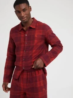Calvin Klein Long Sleeve Pyjama Pants Set - Red  -Barbou Clothing Shop VJXWF SQ3 0000000029 MULTI MDo