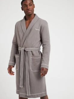 Calvin Klein Cotton Bath Robe - Grey