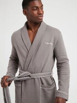 Calvin Klein Cotton Bath Robe - Grey -Barbou Clothing Shop VJXWI SQ4 0000000005 GREY MDd