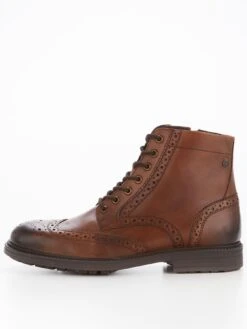 Jack & Jones Hyde Brogue Leather Boots - Brown