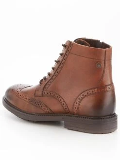 Jack & Jones Hyde Brogue Leather Boots - Brown -Barbou Clothing Shop VK2FV SQ3 0000000143 BROWN SLf
