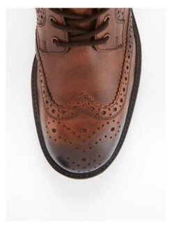 Jack & Jones Hyde Brogue Leather Boots - Brown -Barbou Clothing Shop VK2FV SQ4 0000000143 BROWN SLt