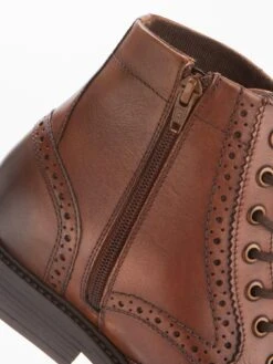 Jack & Jones Hyde Brogue Leather Boots - Brown -Barbou Clothing Shop VK2FV SQ6 0000000143 BROWN SLd