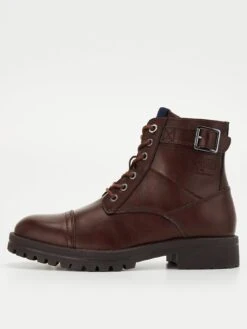 Jack & Jones Jack & Jones Lace Up Buckle Boots - Dark Brown