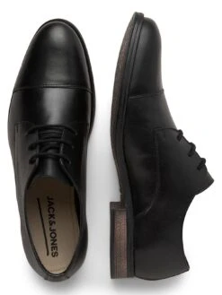 Jack & Jones Raymond Leather Derby Shoes - Black -Barbou Clothing Shop VK2JK SQ4 0000000004 BLACK SLt