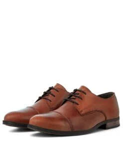 Jack & Jones Jack & Jones Raymond Leather Derby Shoes - Brown -Barbou Clothing Shop VK2JL SQ3 0000000143 BROWN SLf