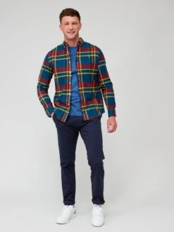 Farah Giusto Long Sleeve Twill Check Shirt - Dark Blue -Barbou Clothing Shop VK8ZF SQ3 0000000354 DARK BLUE MDo