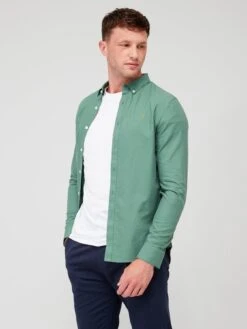 Farah Brewer Long Sleeve Slim Fit Oxford Shirt - Green
