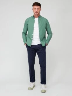 Farah Brewer Long Sleeve Slim Fit Oxford Shirt - Green -Barbou Clothing Shop VK8ZG SQ3 0000000047 GREEN MDo