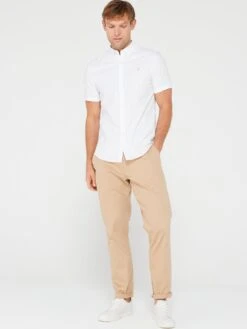 Farah Brewer Short Sleeve Slim Fit Oxford Shirt - White -Barbou Clothing Shop VK8ZH SQ3 0000000013 WHITE MDo