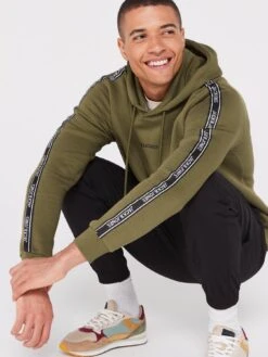 Jack & Jones Taped Logo Hoodie - Khaki -Barbou Clothing Shop VKO3Q SQ4 0000000058 KHAKI MDd