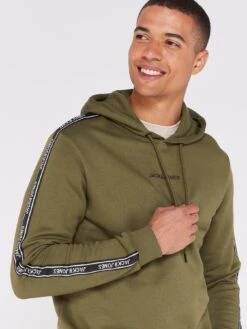 Jack & Jones Taped Logo Hoodie - Khaki -Barbou Clothing Shop VKO3Q SQ5 0000000058 KHAKI MDd1