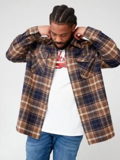 Jack & Jones Jack & Jones Plus Eddie Check Overshirt - Brown -Barbou Clothing Shop VKO4T SQ5 0000000143 BROWN MDd1