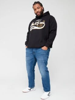 Jack & Jones Jack & Jones Plus Large Logo Overhead Hoodie - Black -Barbou Clothing Shop VKO4U SQ3 0000000004 BLACK MDo